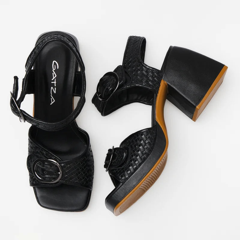 Interlaced Leather Sandal - Black