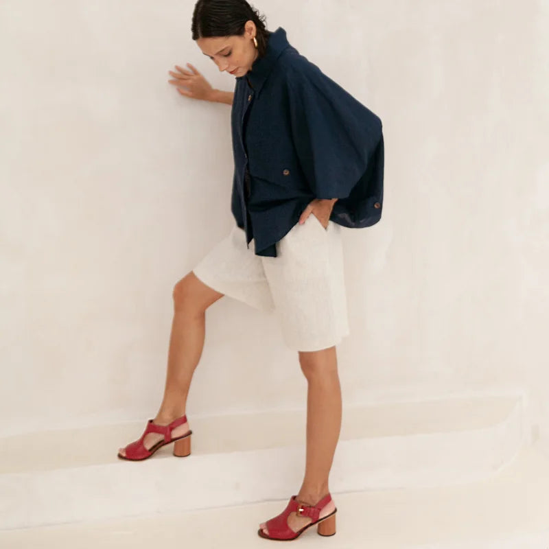 Wooden Buckle Sandal - Cherry