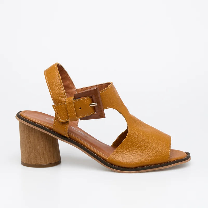Wooden Buckle Sandal - Honey