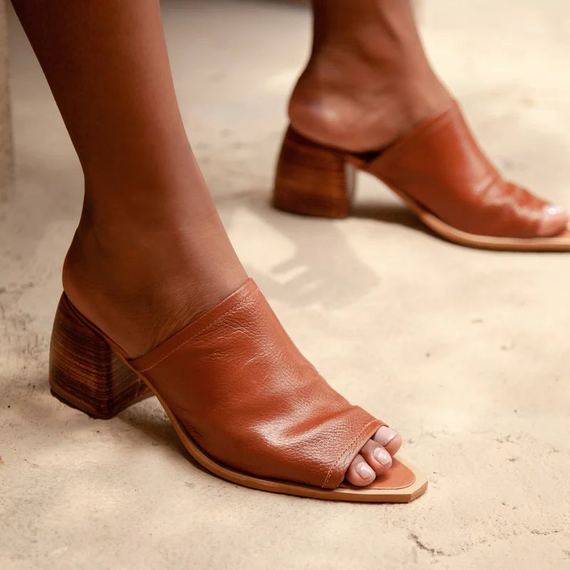 Josie Leather Sandal - Caramel