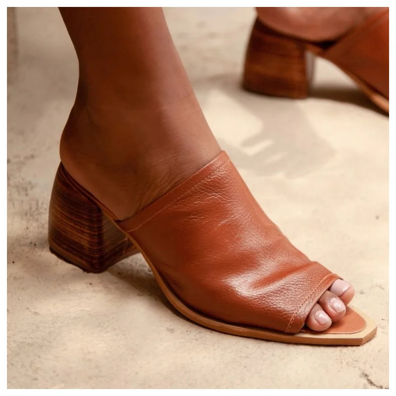 Josie Leather Sandal - Caramel