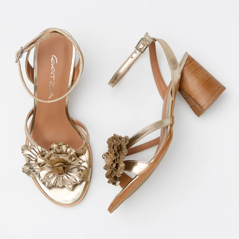 Kaena Leather Sandal - Light Gold