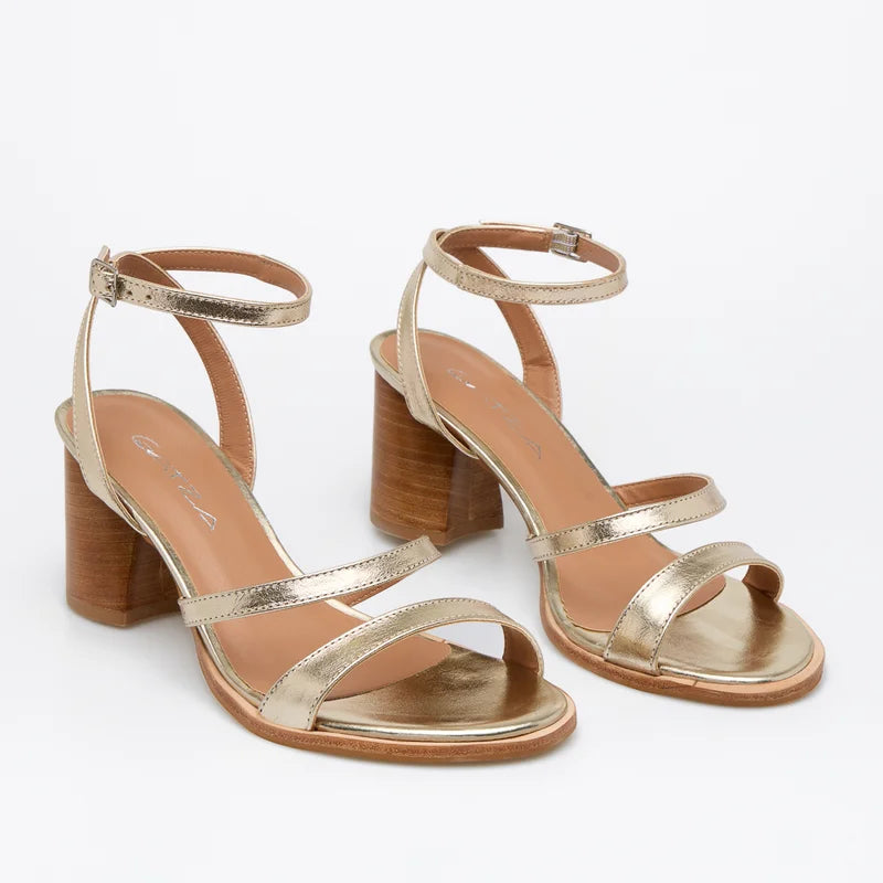 Kaena Leather Sandal - Light Gold