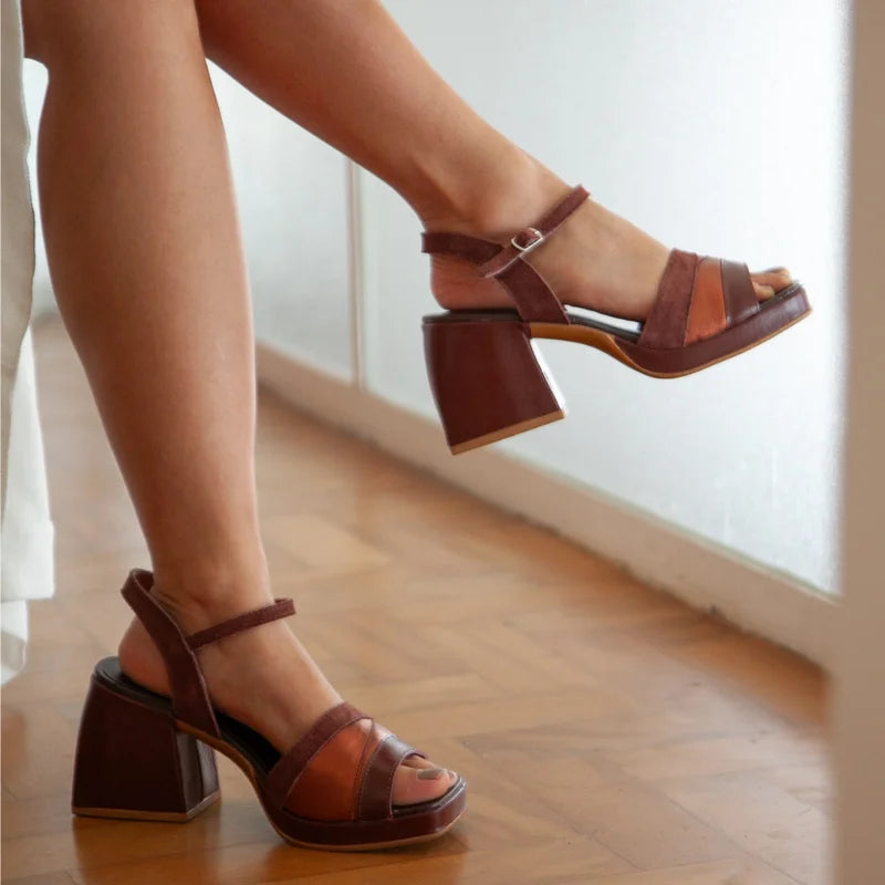 Maelle Leather Sandal - Burgundy