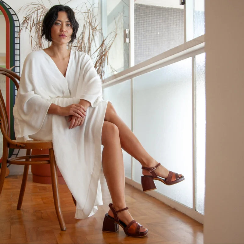 Maelle Leather Sandal - Burgundy