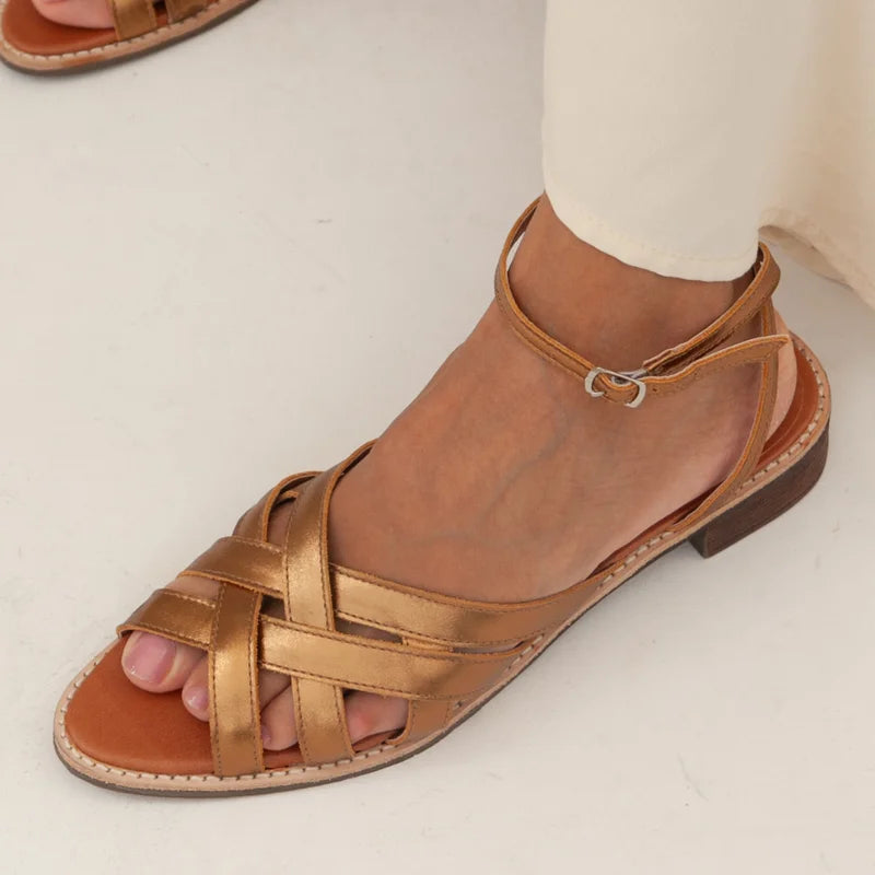 Ravena Leather Sandal - Old Gold