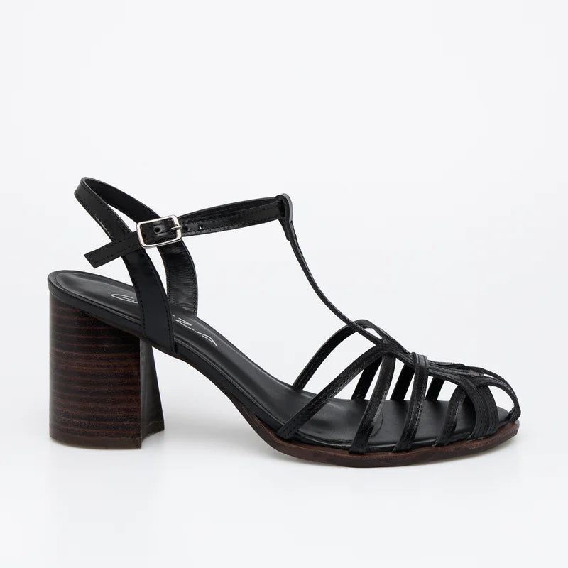 Stratta Leather Sandal - Black
