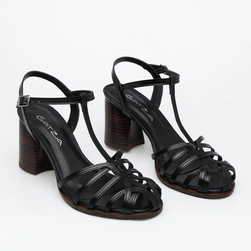 Stratta Leather Sandal - Black