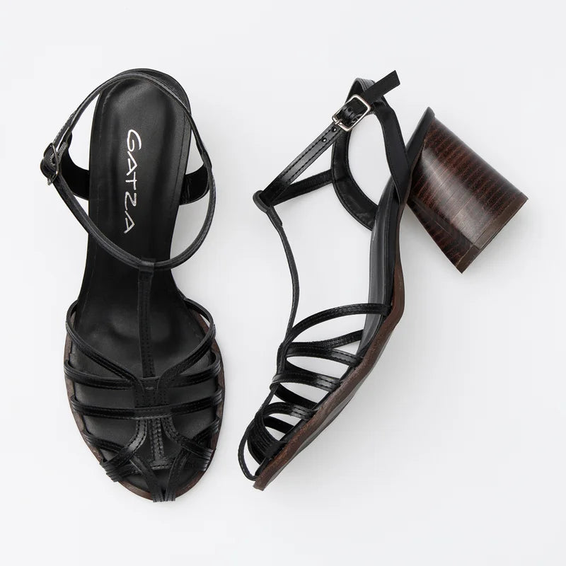 Stratta Leather Sandal - Black