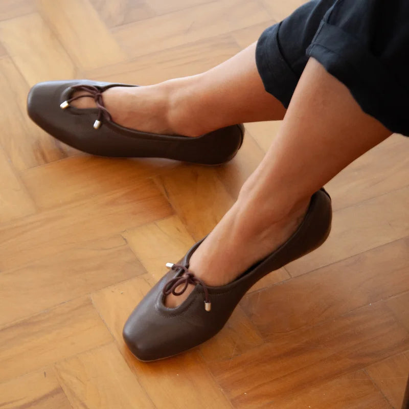 Amarril Leather Flat - Coffee
