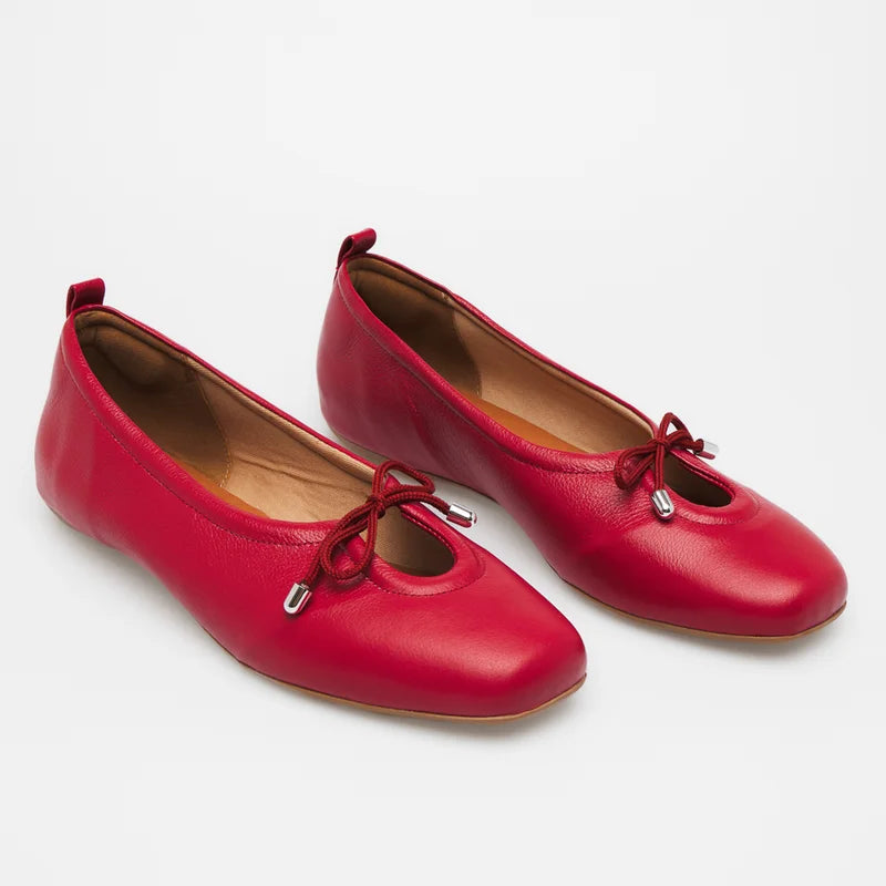 Amarril Leather Flat - Red