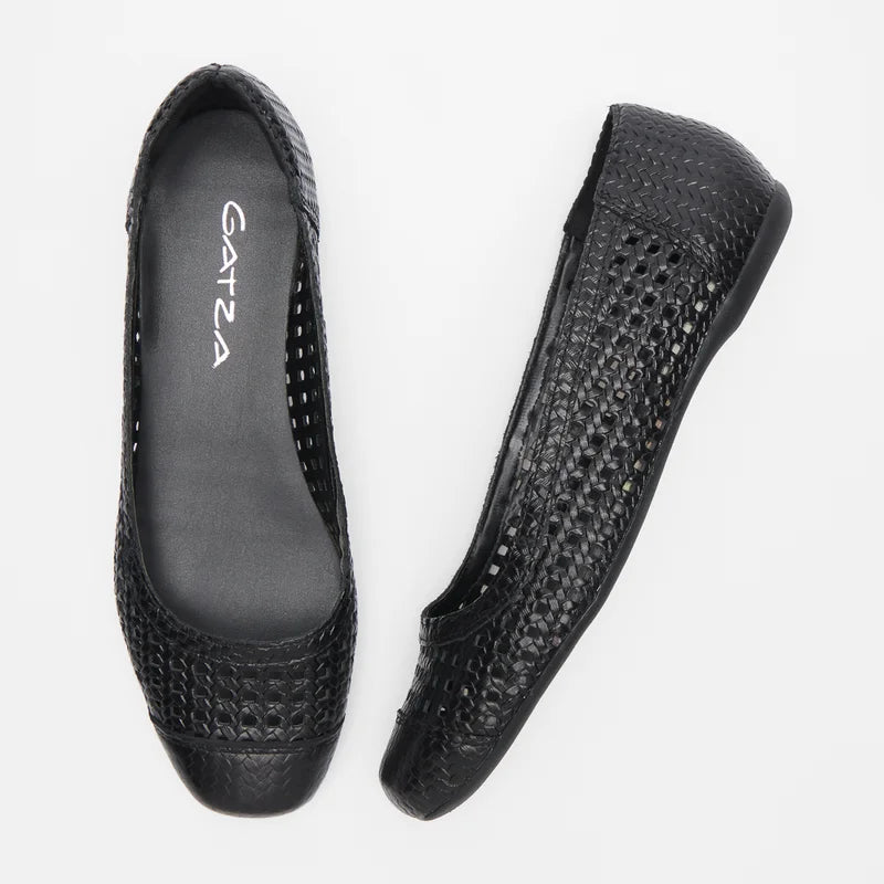Quadriculada Leather Flat - Black