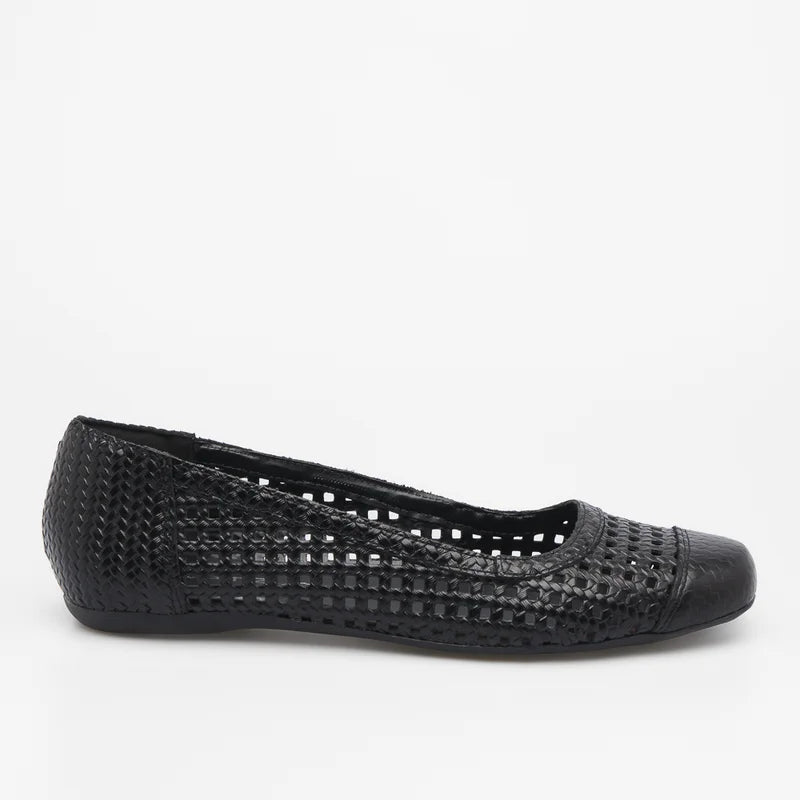 Quadriculada Leather Flat - Black