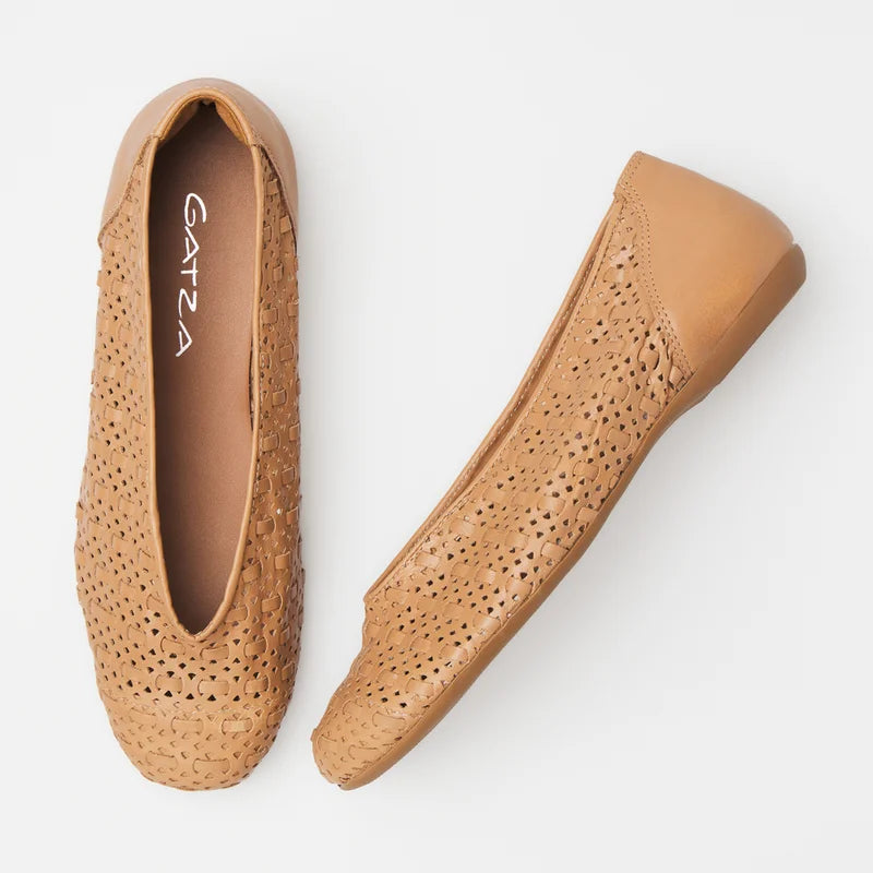 Entrelaçada Leather Flat - Beige
