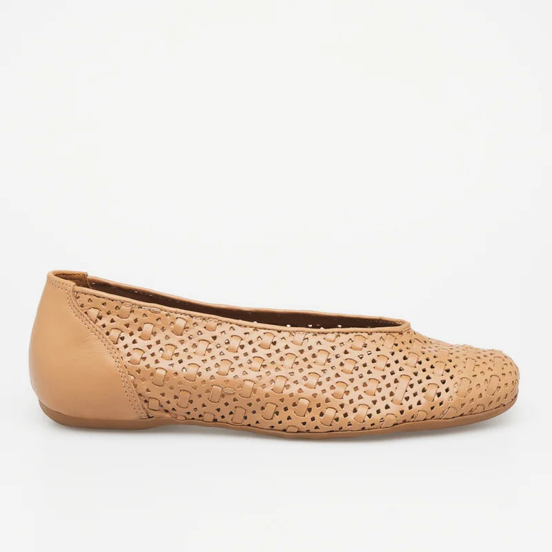 Entrelaçada Leather Flat - Beige