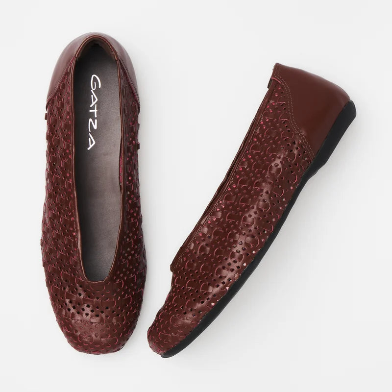 Entrelaçada Leather Flat - Burgundy