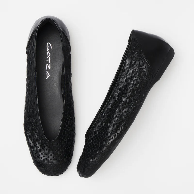 Entrelaçada Leather Flat - Black