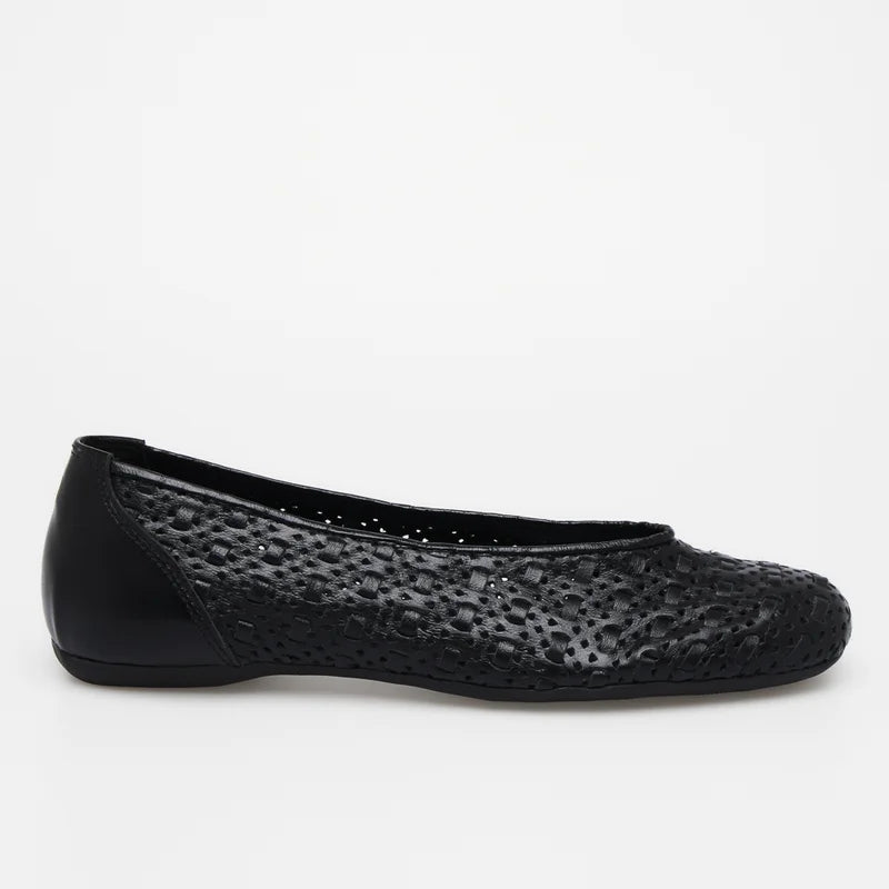 Entrelaçada Leather Flat - Black
