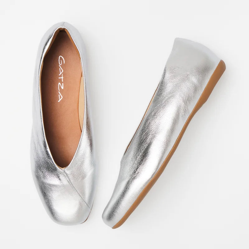 Envelope Leather Flat - Silver