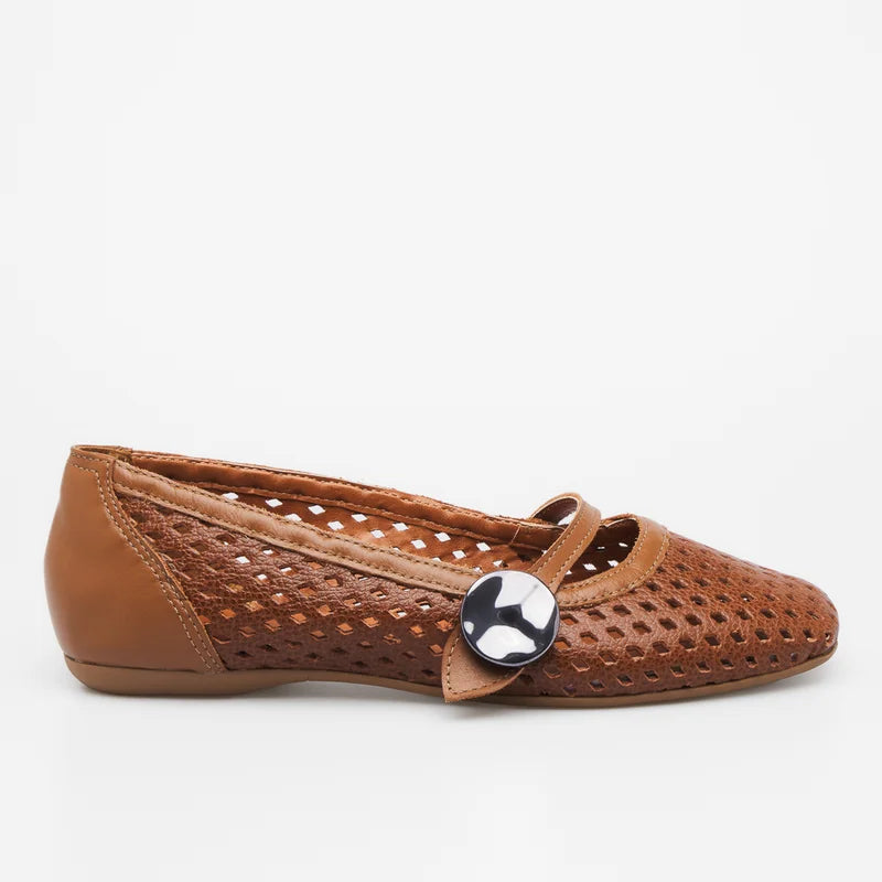 Maitê Leather Flat - Caramel