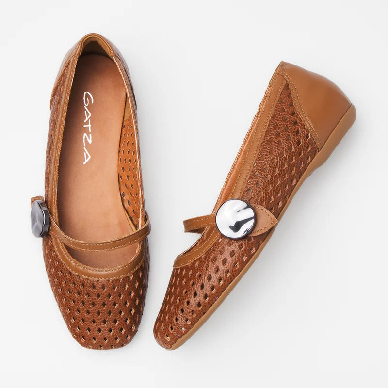 Maitê Leather Flat - Caramel