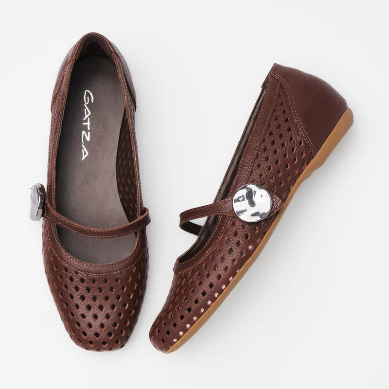 Maitê Leather Flat - Brown
