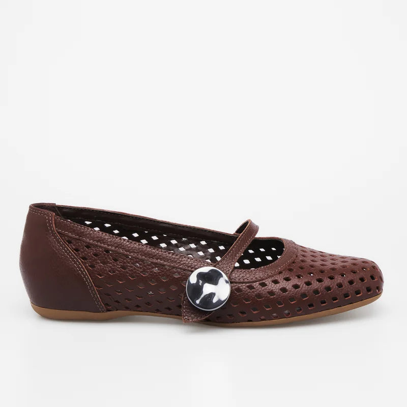Maitê Leather Flat - Brown