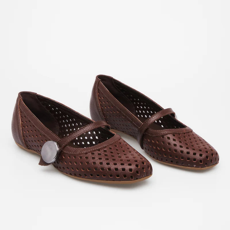 Maitê Leather Flat - Brown