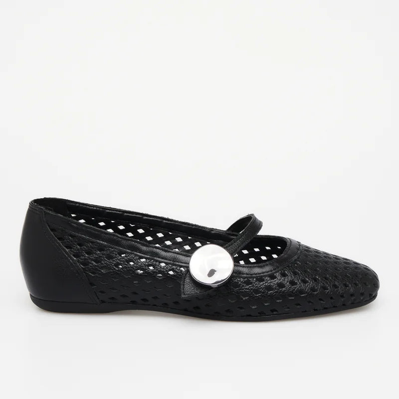 Maitê Leather Flat - Black