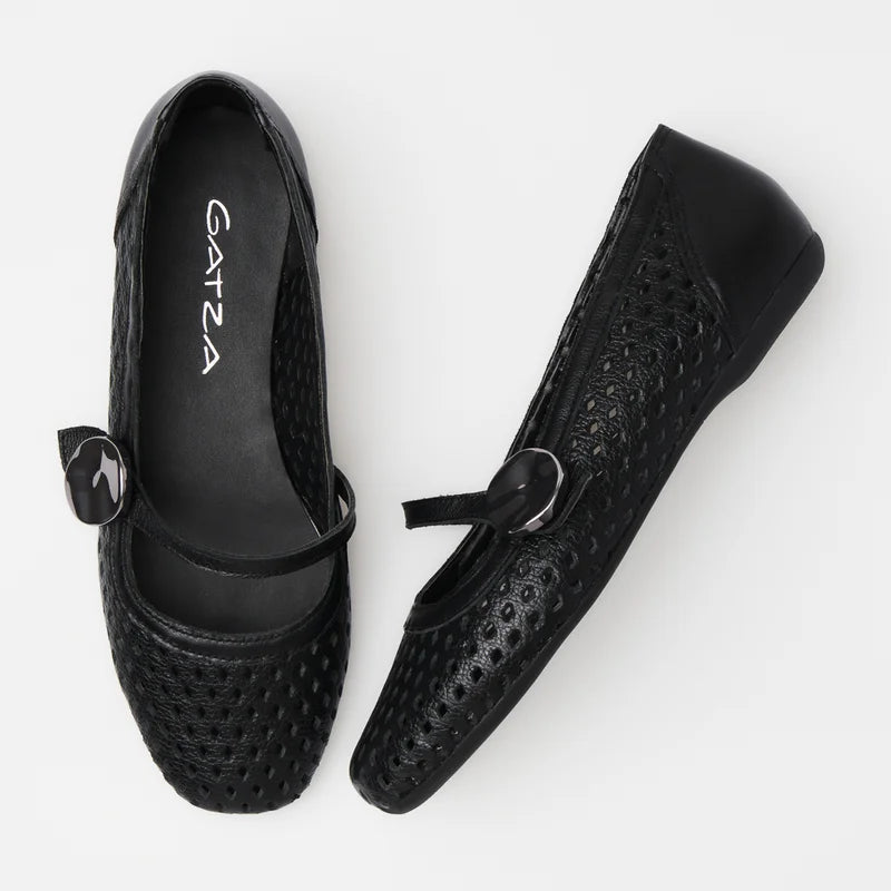 Maitê Leather Flat - Black