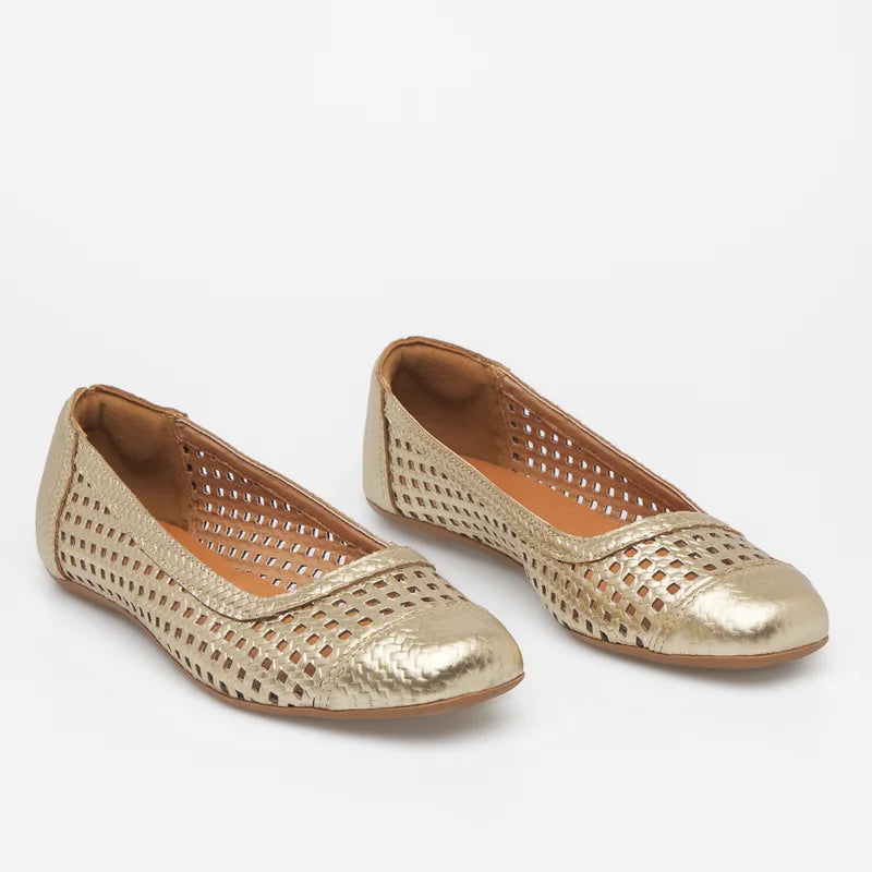 Quadriculada Leather Flat - Light Gold