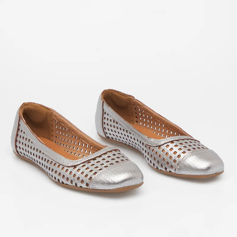 Quadriculada Leather Flat - Silver