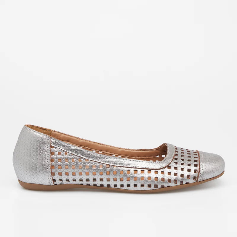 Quadriculada Leather Flat - Silver