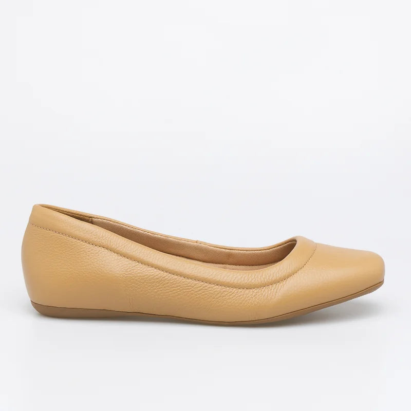 Relevo Leather Flat - Beige