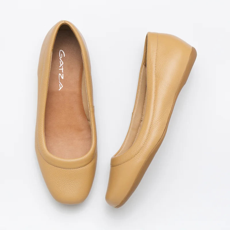 Relevo Leather Flat - Beige