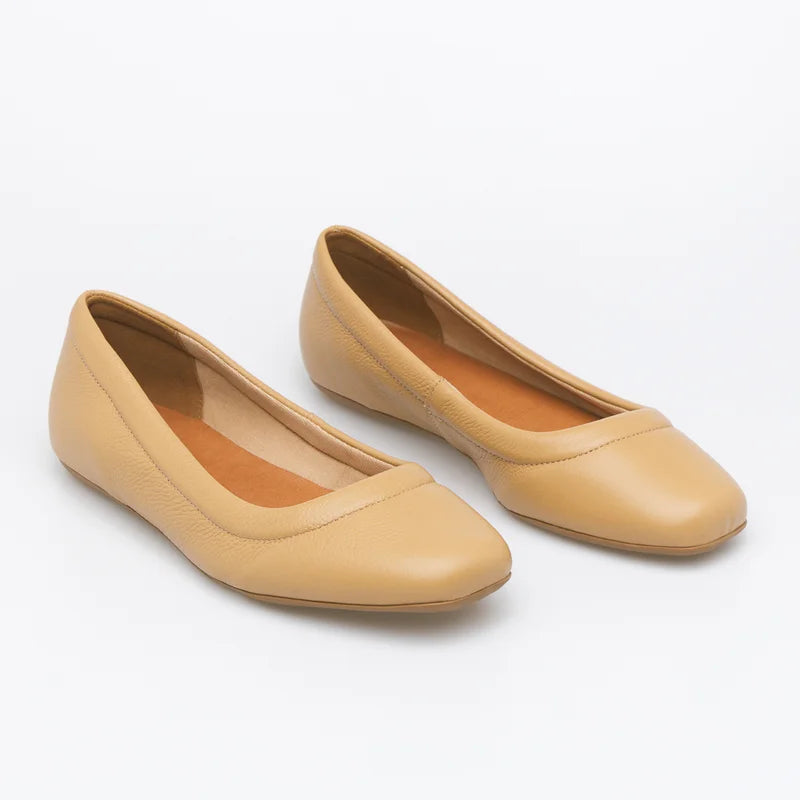 Relevo Leather Flat - Beige