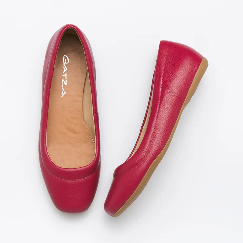 Relevo Leather Flat - Cherry
