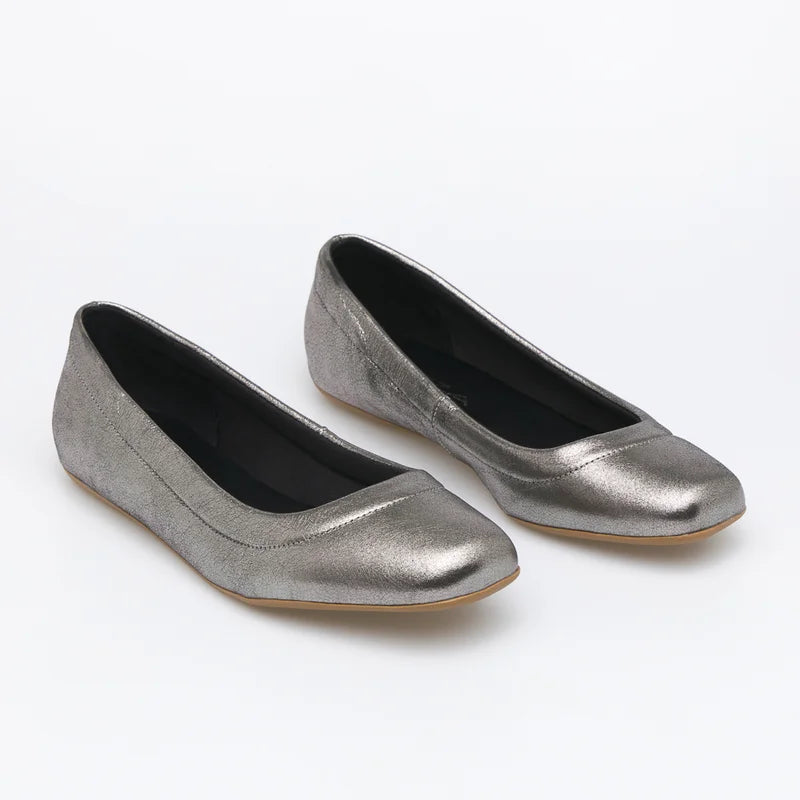 Relevo Leather Flat - Silver
