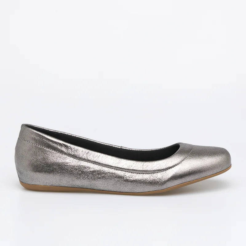 Relevo Leather Flat - Silver