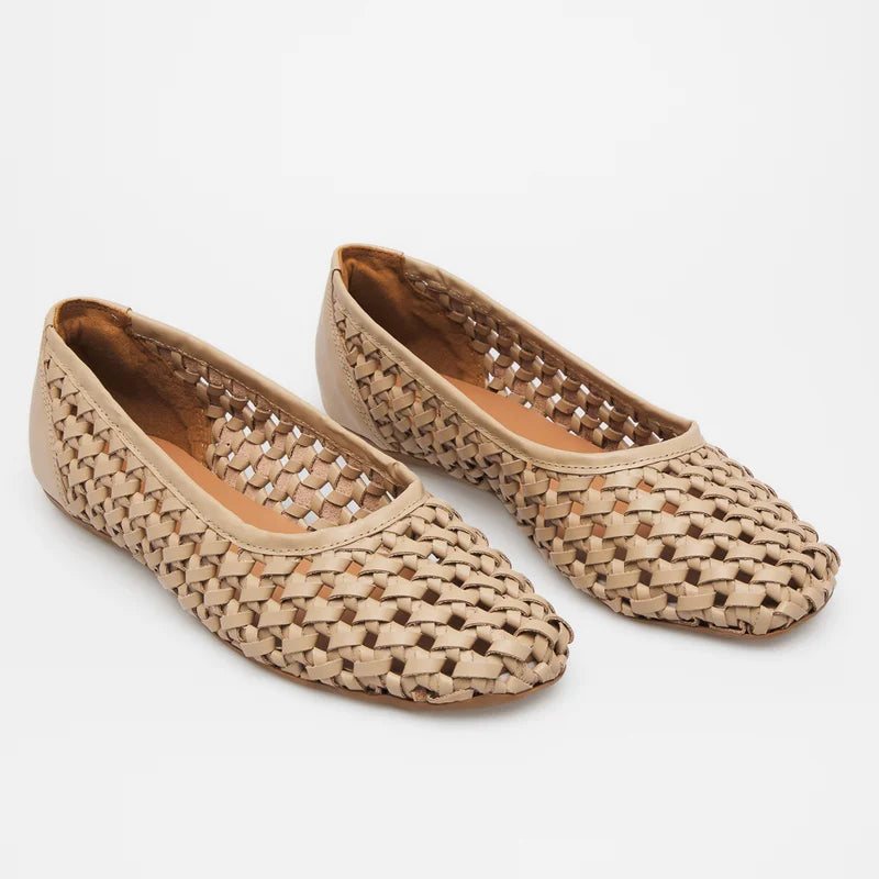 Trama Leather Flat - Sand