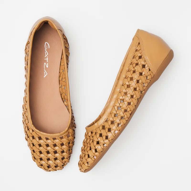 Trama Leather Flat - Beige