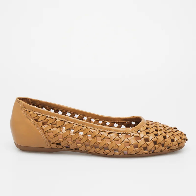 Trama Leather Flat - Beige