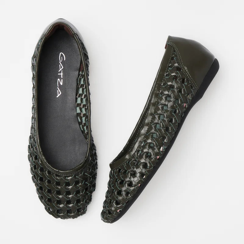 Trama Leather Flat - Green