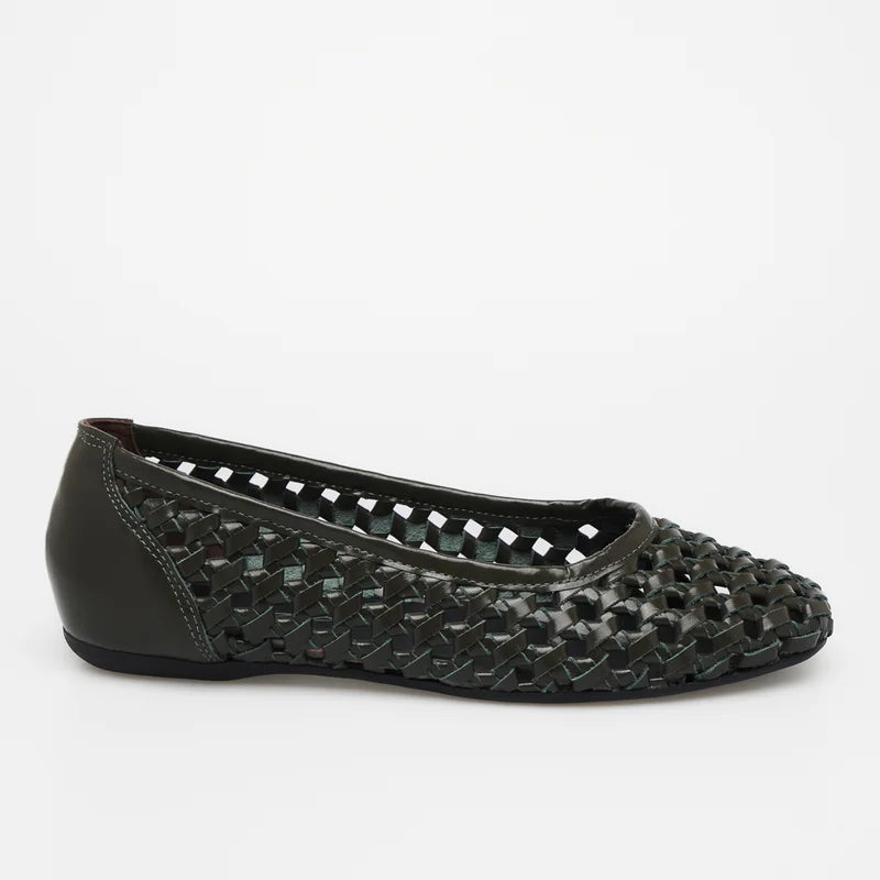 Trama Leather Flat - Green