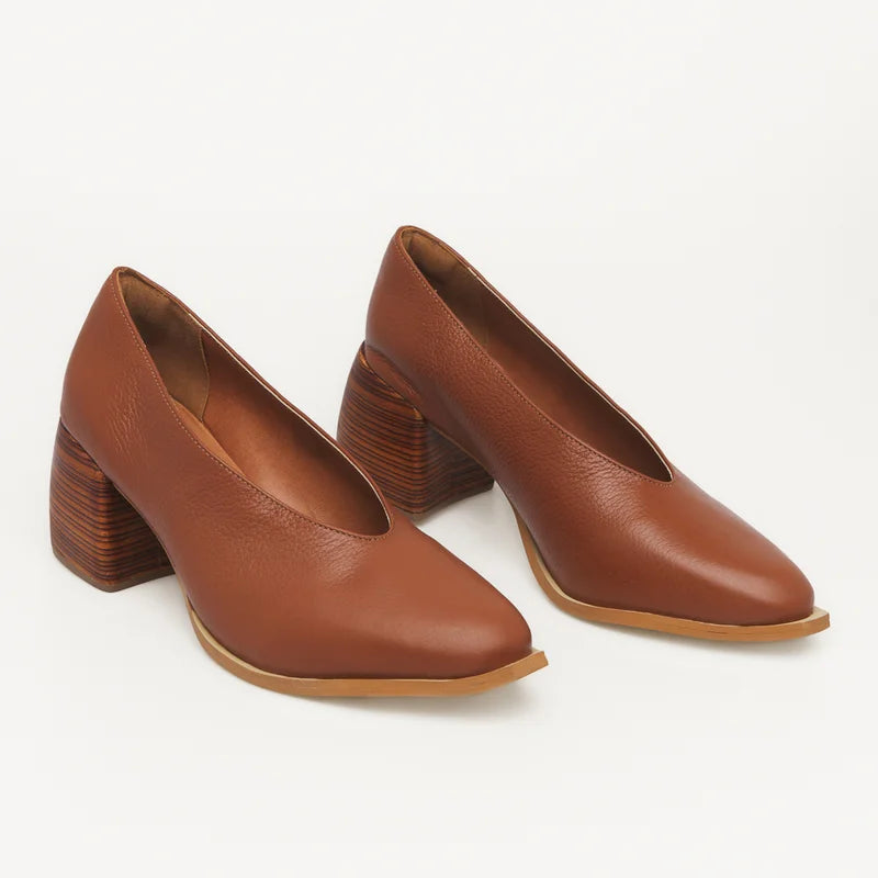Alba Leather Shoe - Caramel
