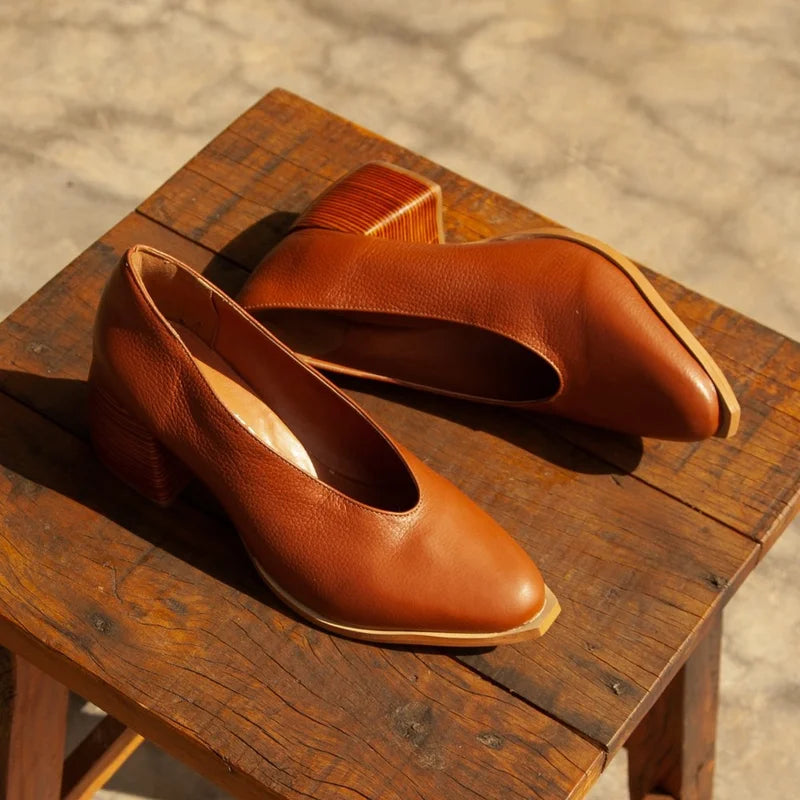 Alba Leather Shoe - Caramel