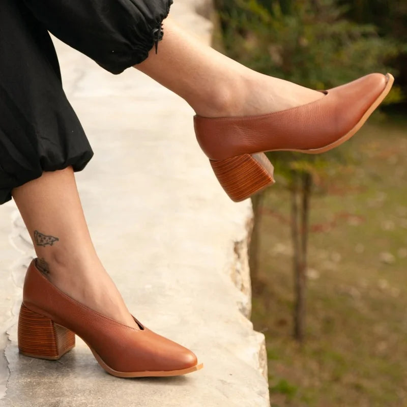Alba Leather Shoe - Caramel