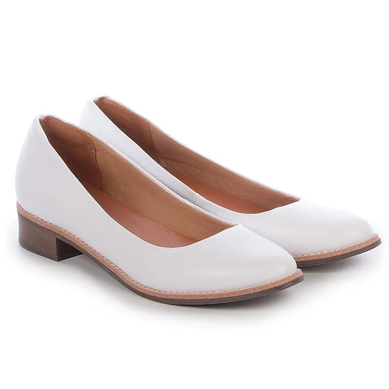 Casual Leather Shoes - White
