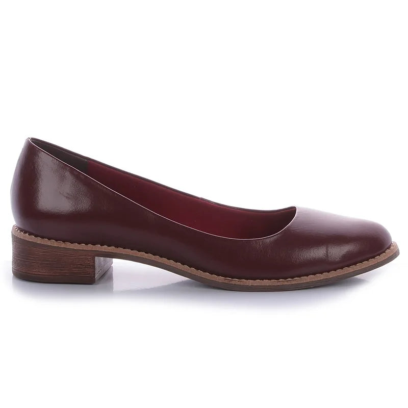 Casual Leather Shoes - Burgundy