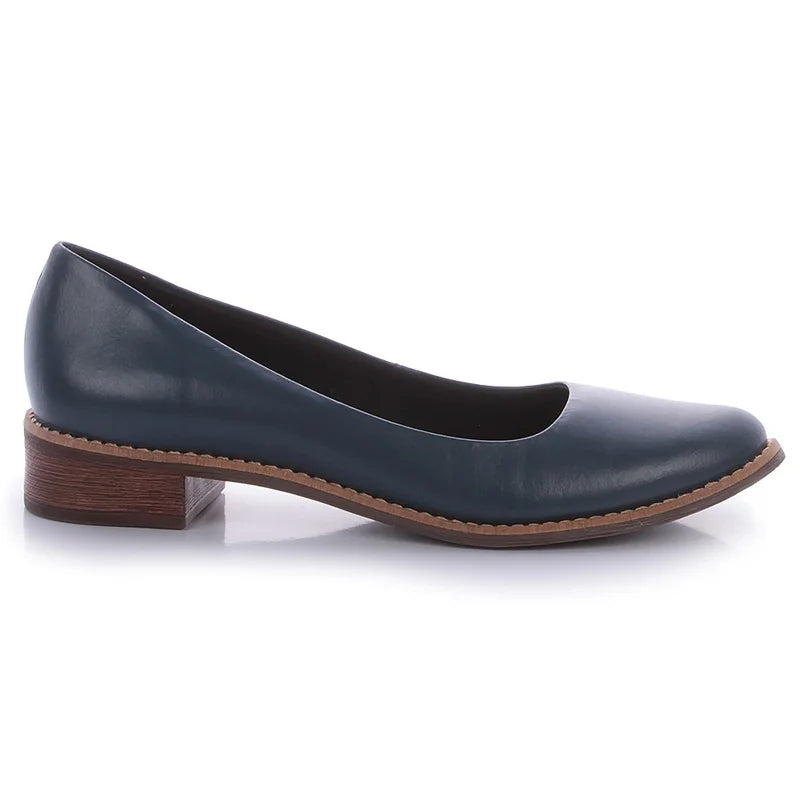 Casual Leather Shoes - Navy Blue